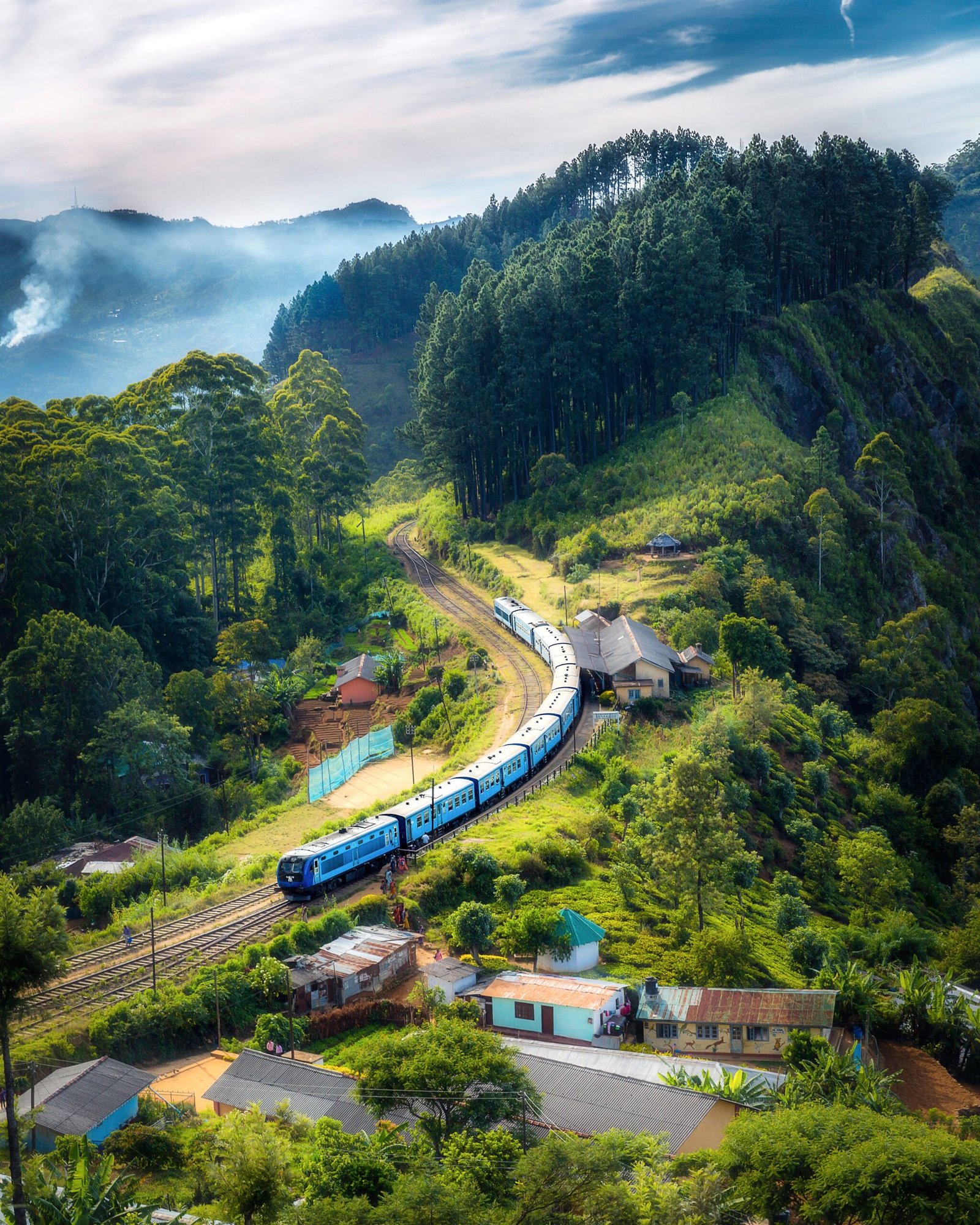 Misty mountain view over Sri Lanka's highlands near Ella